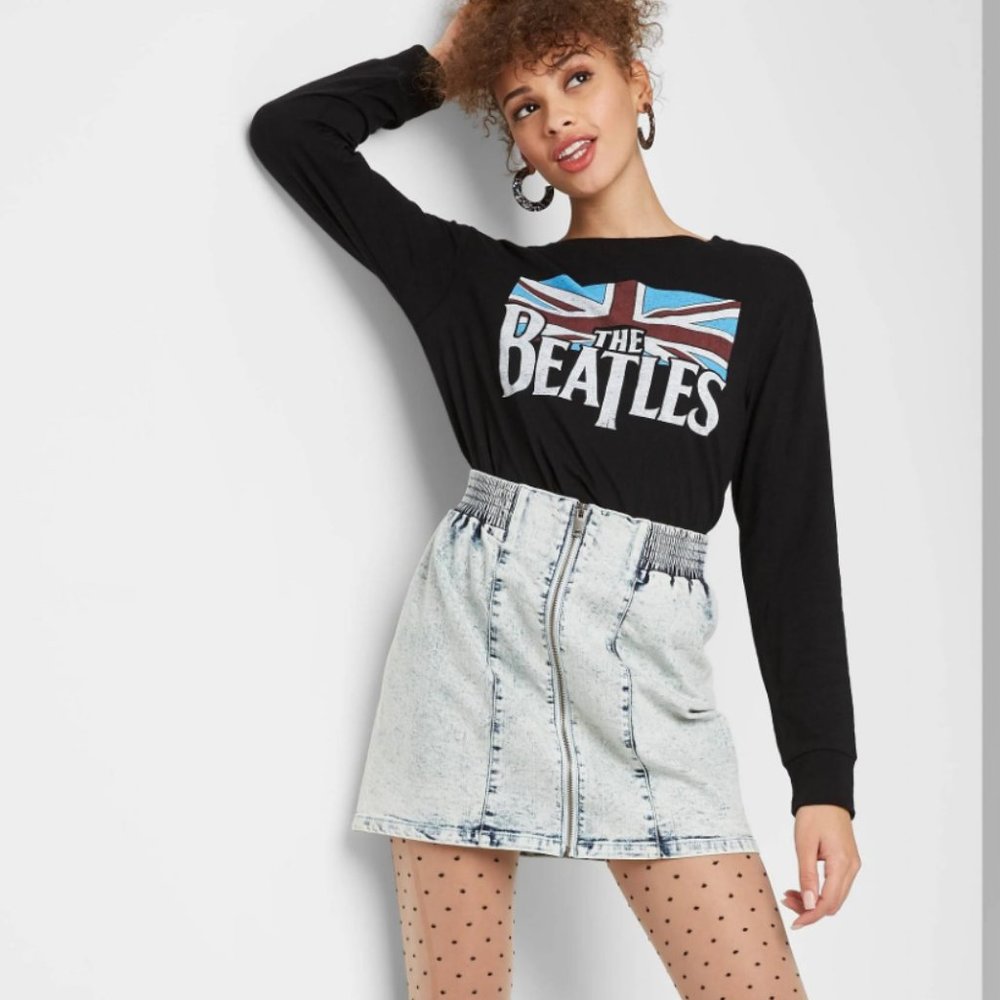 Acid Wash Denim Skirt